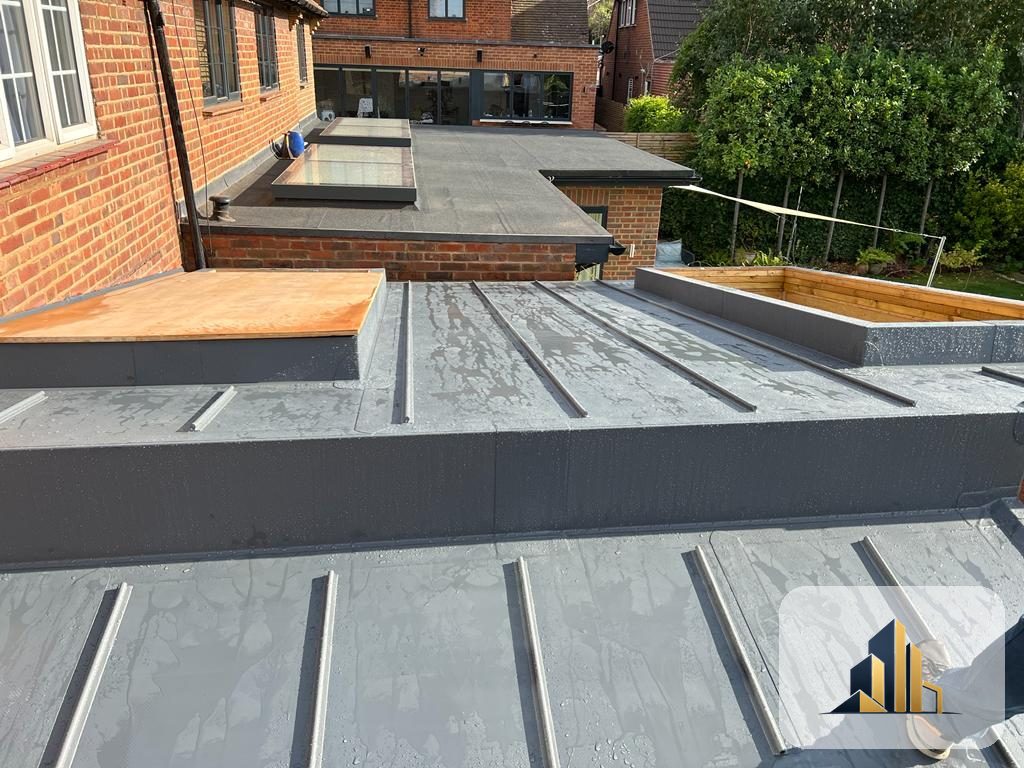 Standing-seam zinc roof with rooflights on the completed Richmond extension